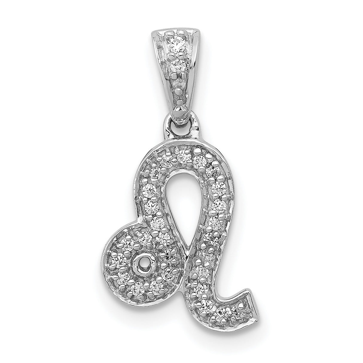 14k White Gold Leo Zodiac Pendant with Diamond Accent, Celestial Astrology Charm for Women