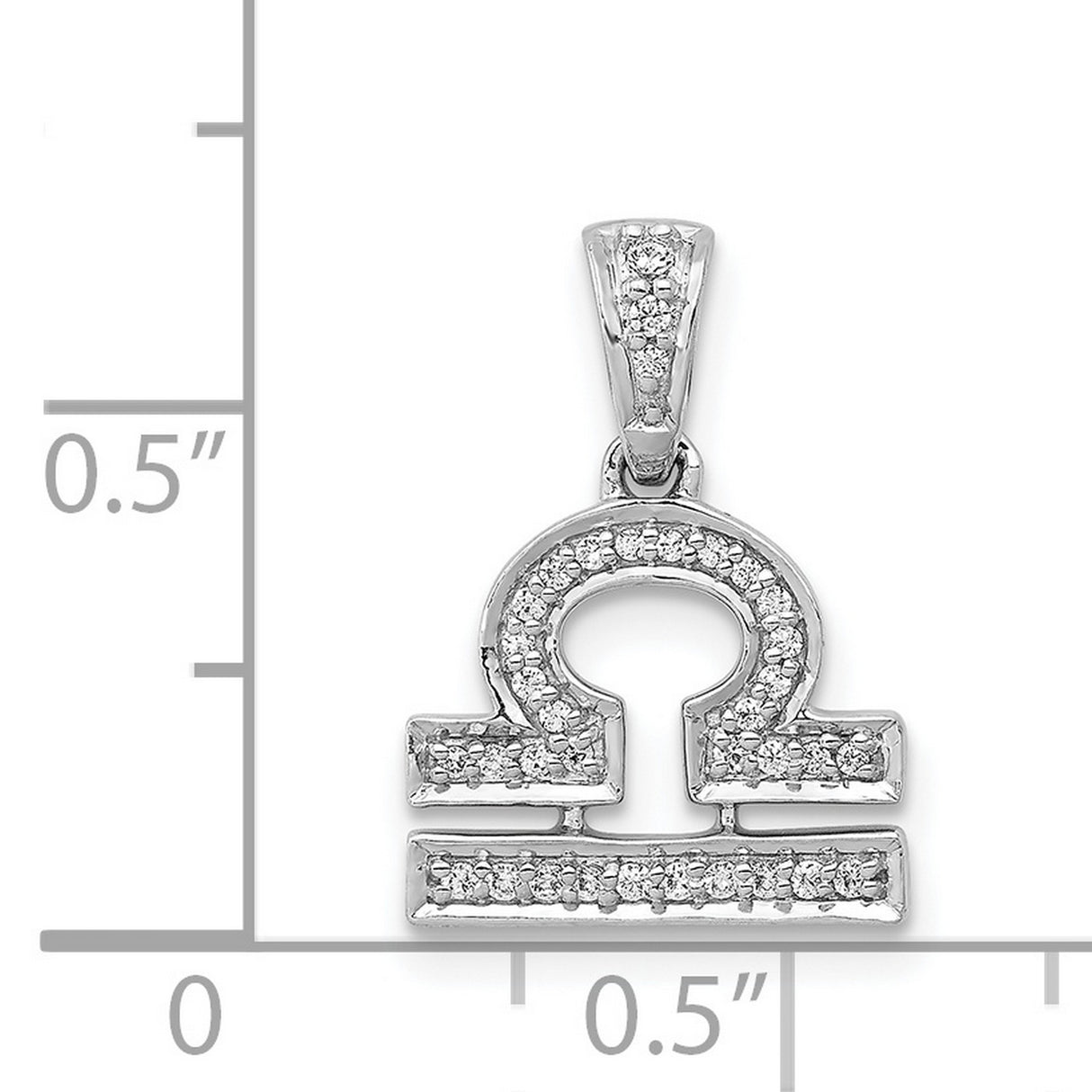 14k White Gold Libra Zodiac Pendant with Diamond Pavé, Astrology Charm for Women or Unisex Style