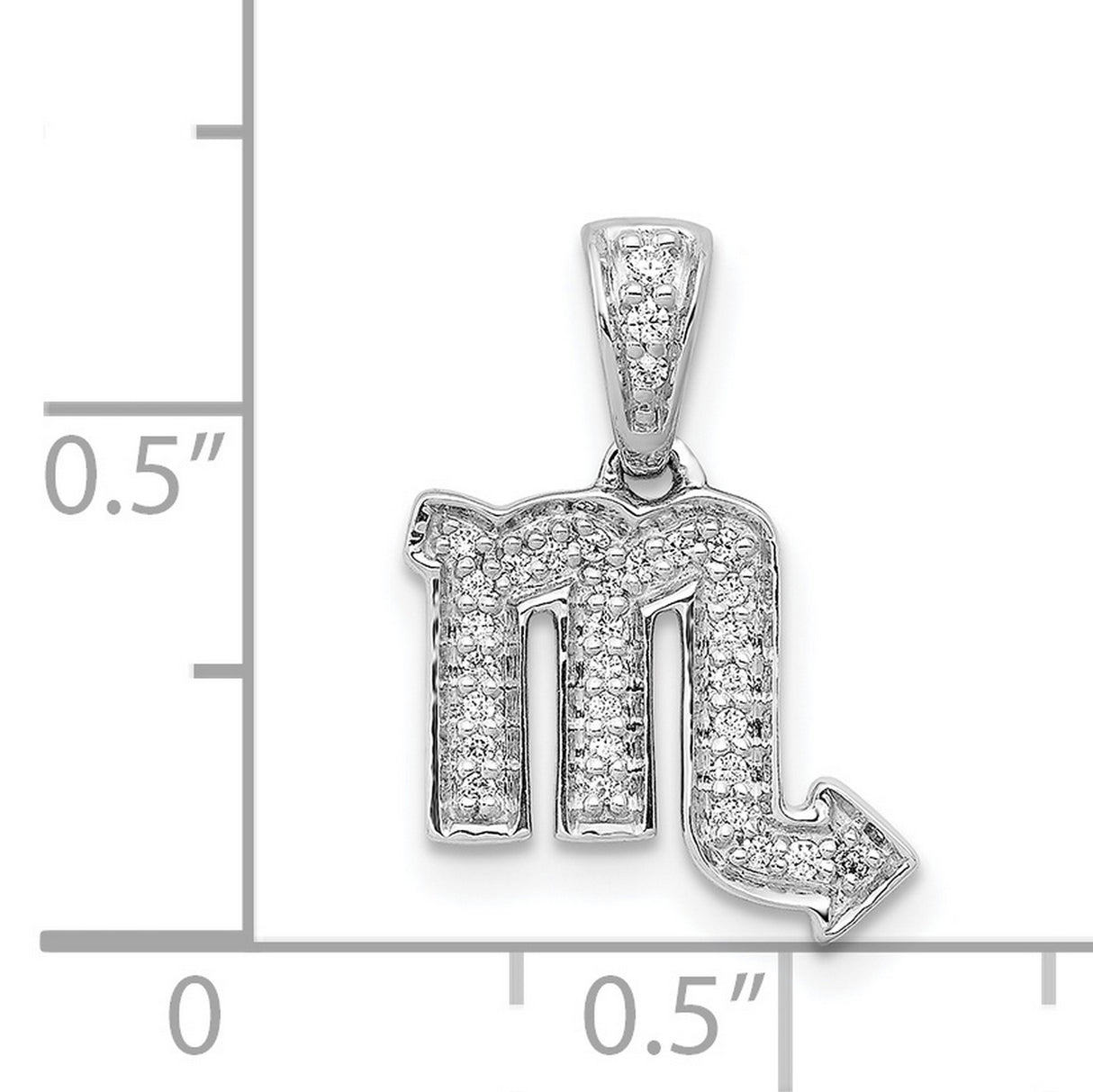 14k White Gold Scorpio Zodiac Pendant with Pavé Set Diamonds, Celestial Astrology Charm
