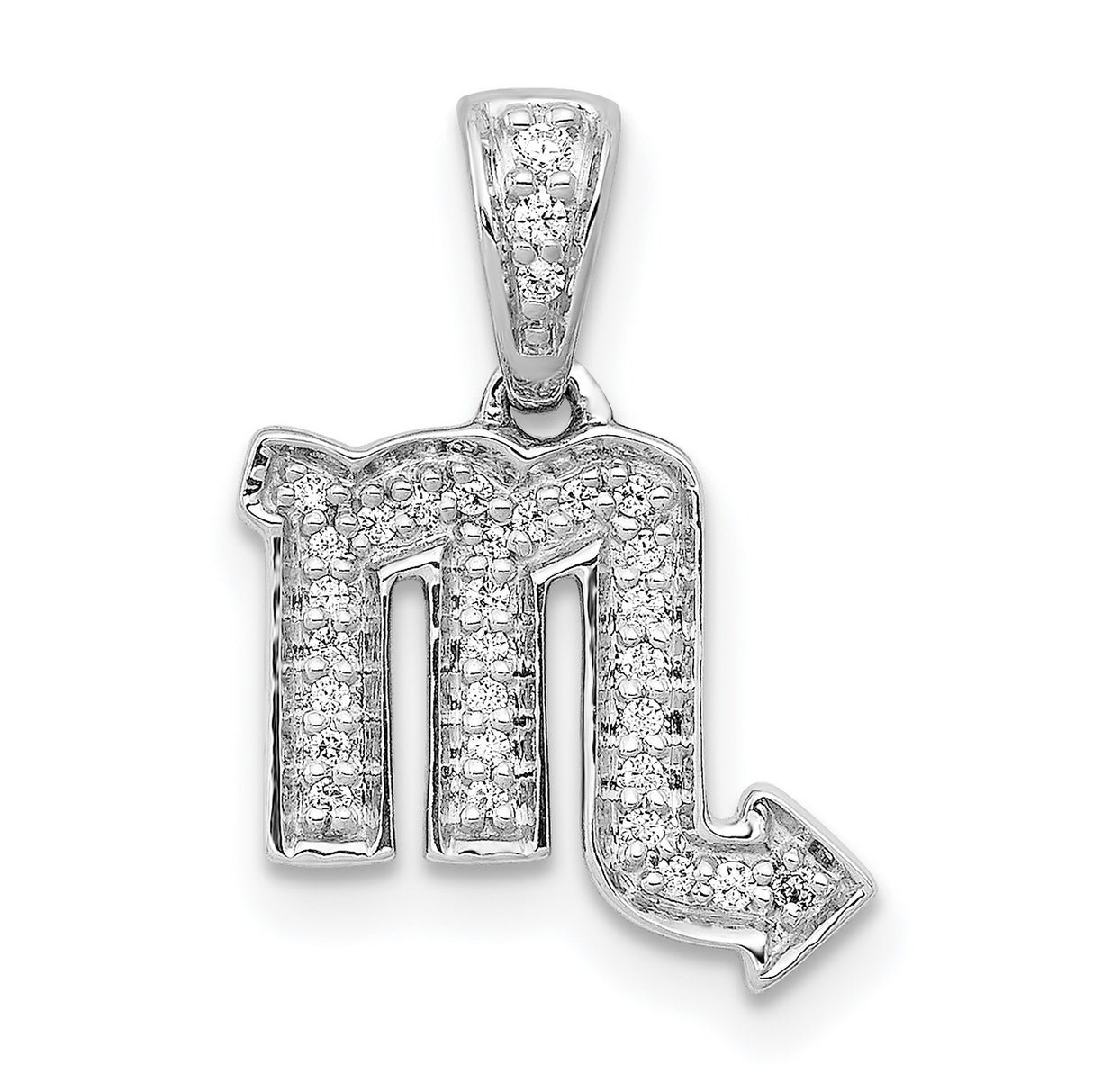 14k White Gold Scorpio Zodiac Pendant with Pavé Set Diamonds, Celestial Astrology Charm