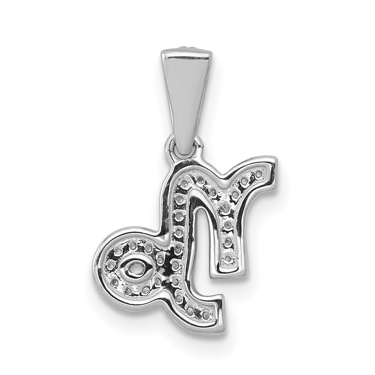 14k White Gold Capricorn Zodiac Pendant with Diamond Accents, Astrology Charm for Women