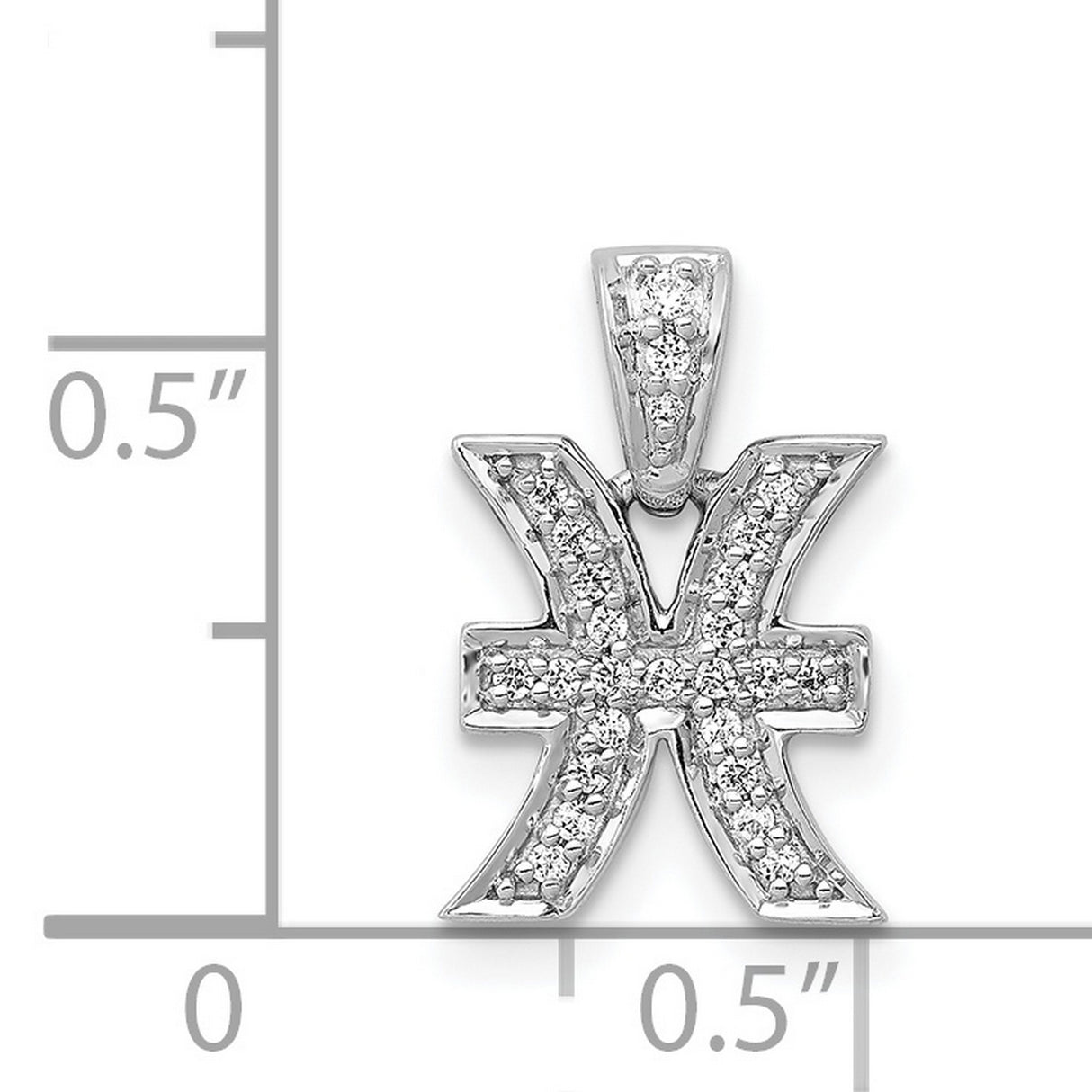14k White Gold Pisces Zodiac Pendant with Diamond, Astrology Charm Jewelry