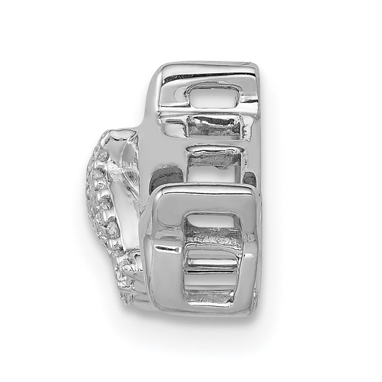 14k White Gold Dolphin Pendant with Diamond Accents, Mother and Baby Ocean Theme