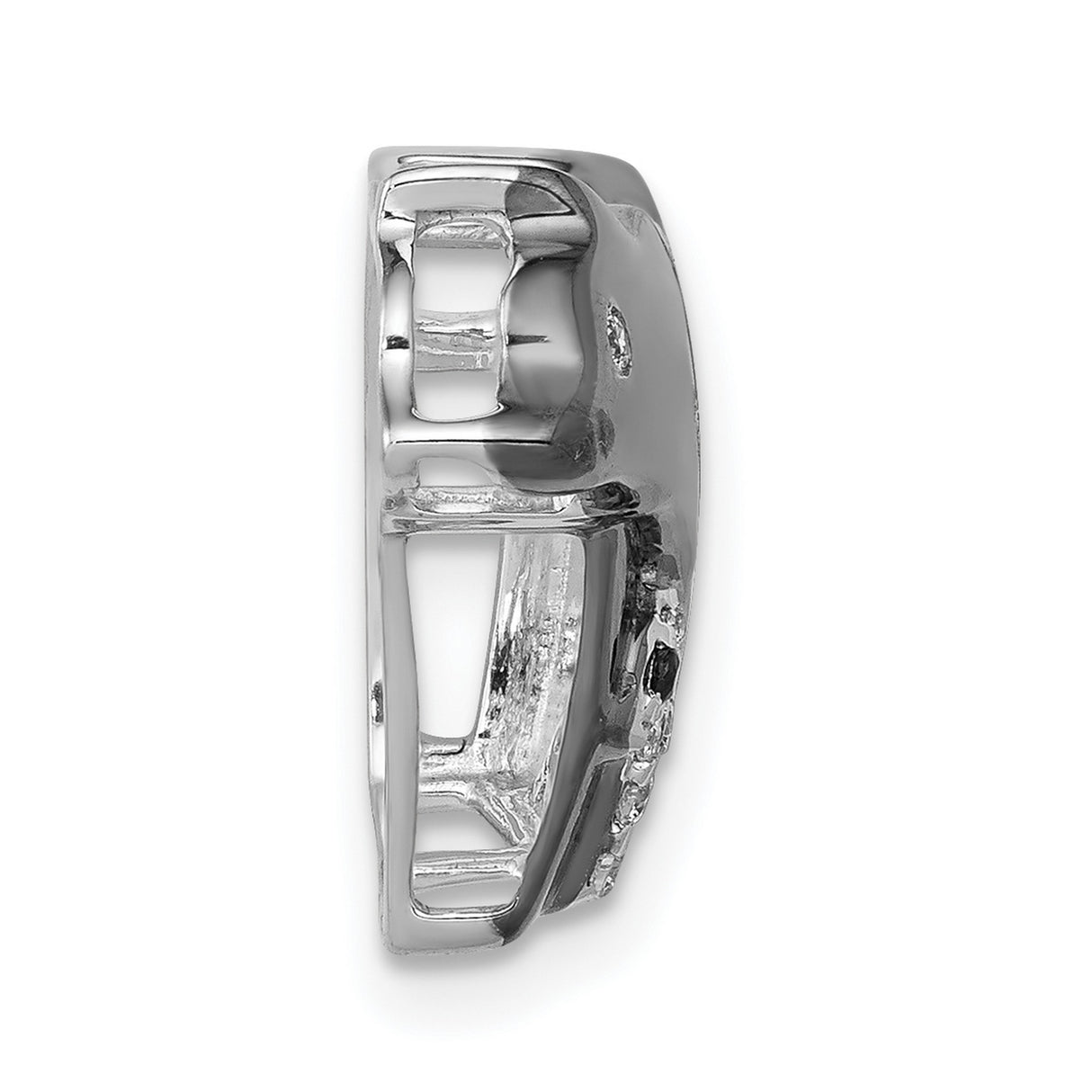 14k White Gold Bear Pendant with White and Black Diamonds, Mother and Cub Wildlife Design