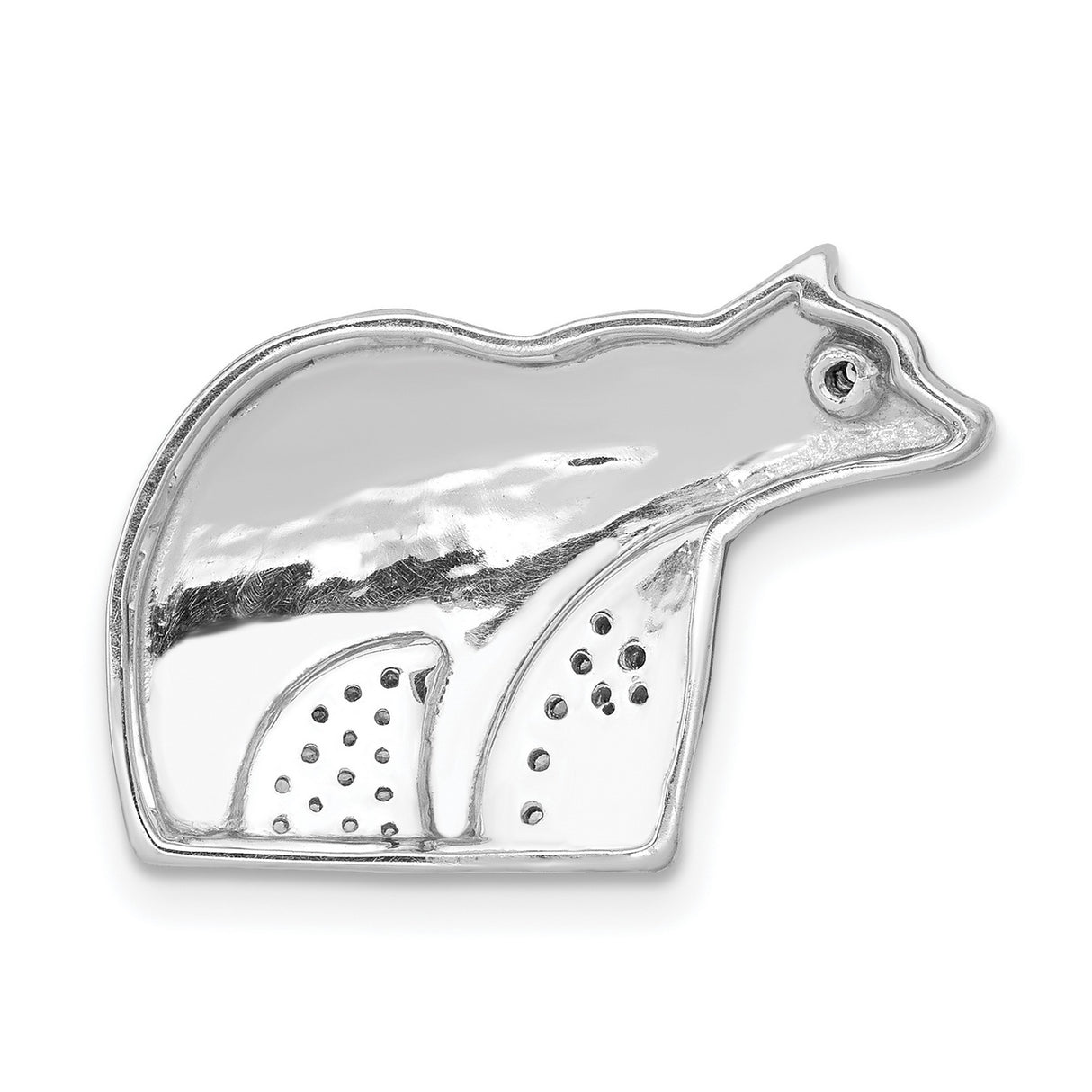 14k White Gold Bear Pendant with White and Black Diamonds, Mother and Cub Wildlife Design