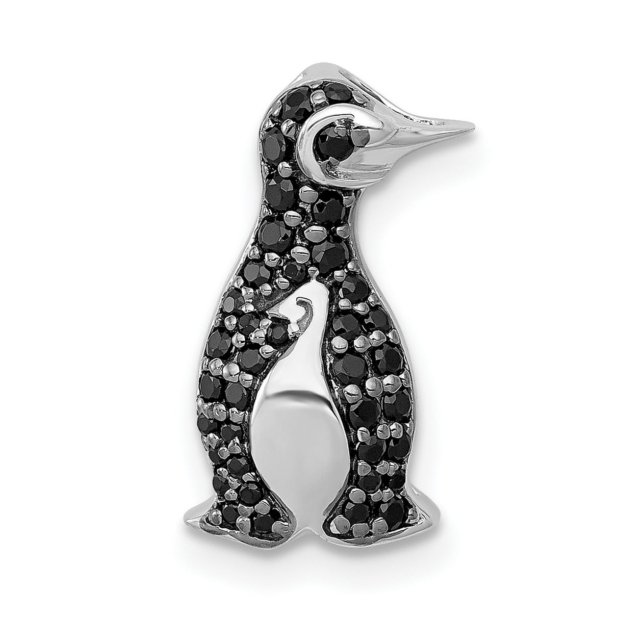 14k White Gold Penguin Pendant with Diamond Accents, Nature Inspired Animal Jewelry