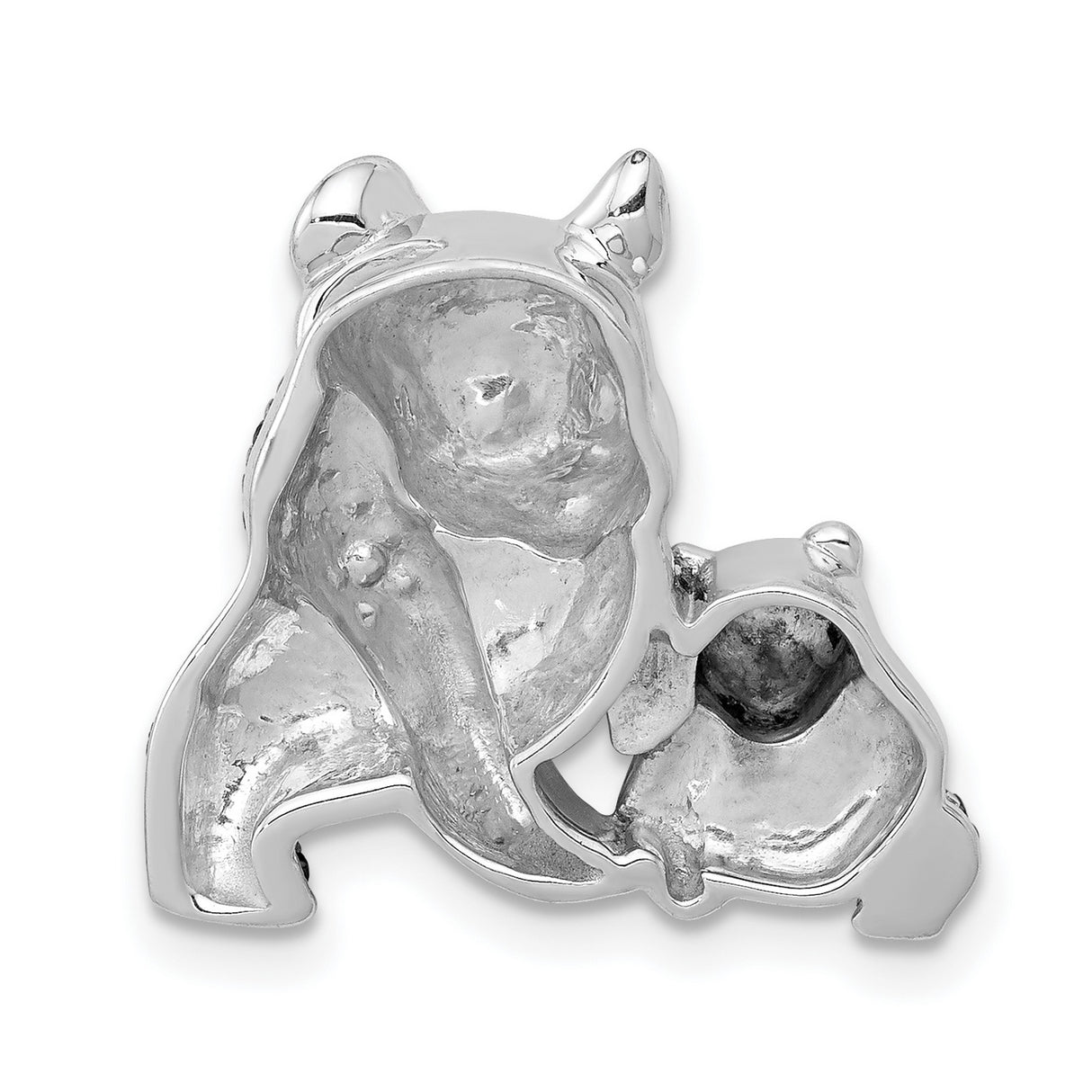 14k White Gold Mother and Baby Panda Pendant with Diamond Accents, Wildlife Theme