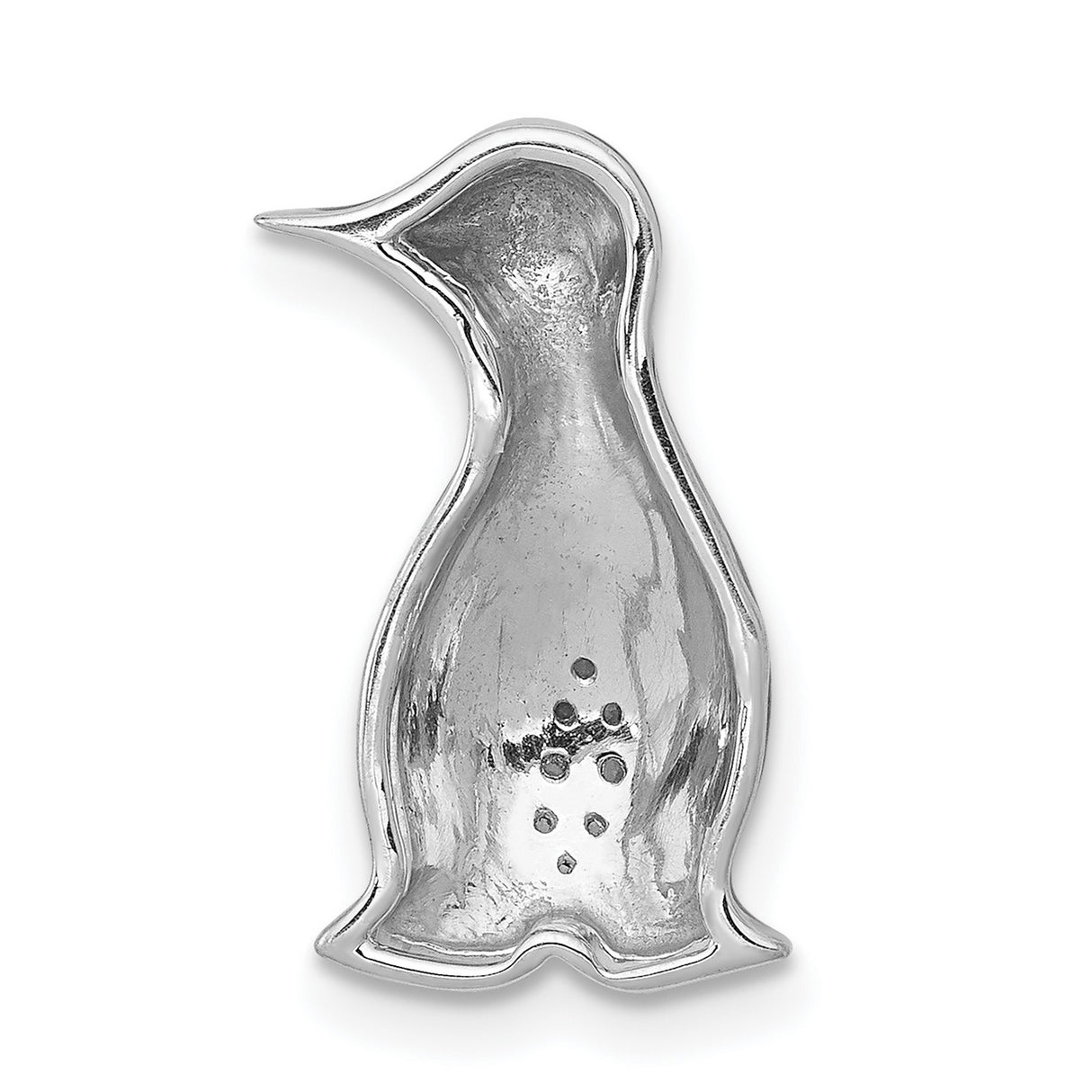 14k White Gold Penguin Pendant with Diamond Accents, Minimalist Animal Charm for Women