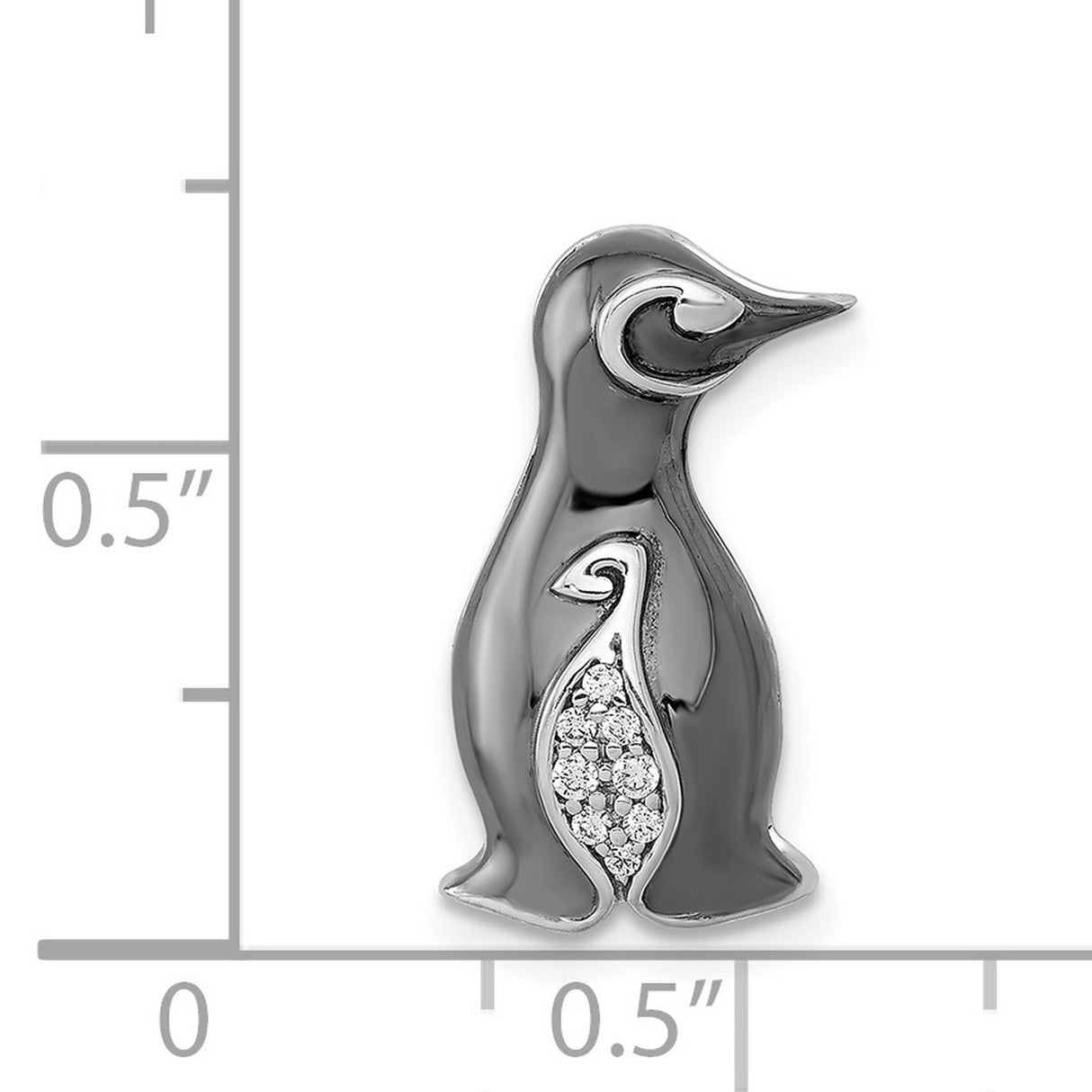 14k White Gold Penguin Pendant with Diamond Accents, Minimalist Animal Charm for Women