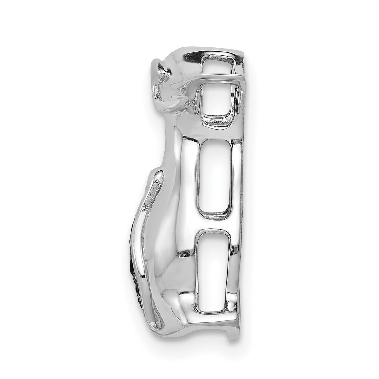 14k White Gold Penguin Pendant with Black Diamond and Diamond Accents, Abstract Animal Design