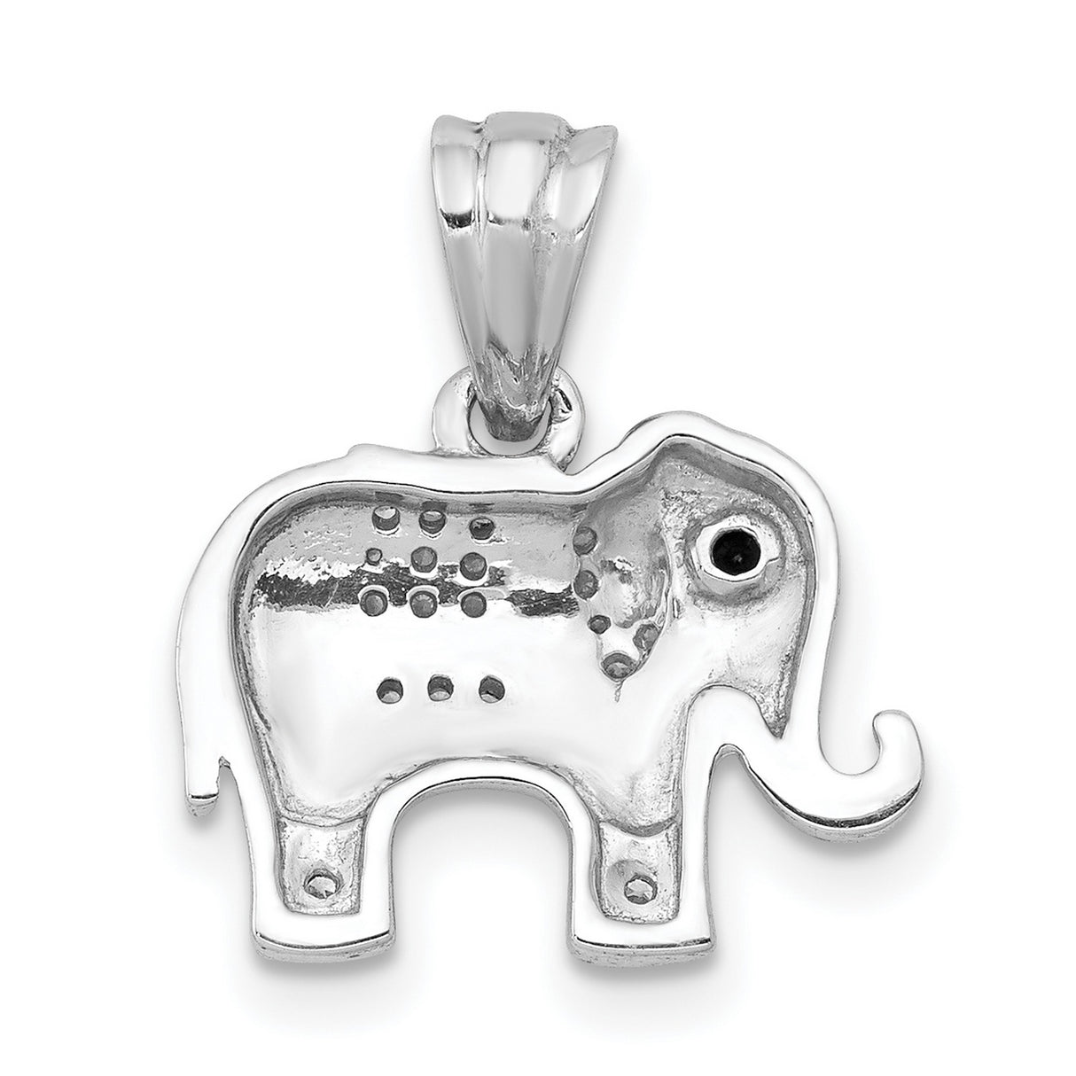 14k White Gold Elephant Pendant with Diamond Accents, Spiritual Animal Good Luck Charm for Women