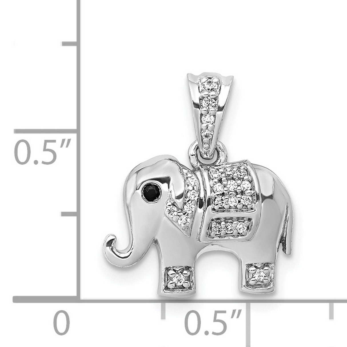 14k White Gold Elephant Pendant with Diamond Accents, Spiritual Animal Good Luck Charm for Women