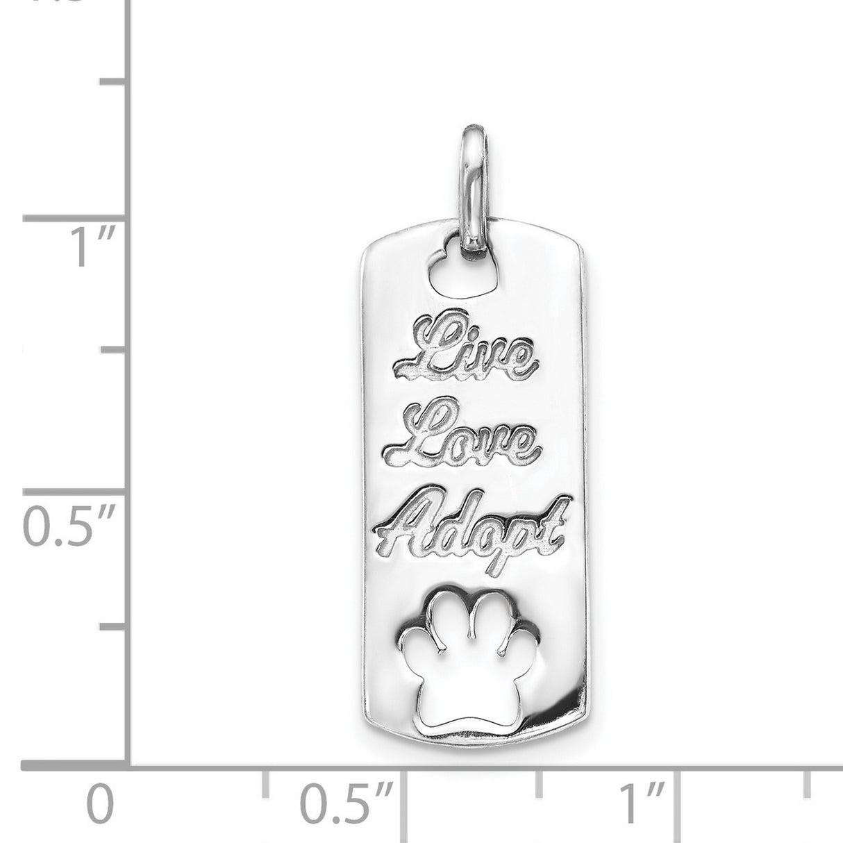 14k White Gold Pendant with Live Love Adopt Engraving and Paw Cutout Design
