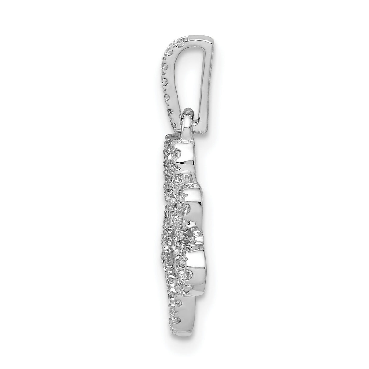14k White Gold Paw Print Pendant with Diamonds, Open Design, Pet Memorial Charm for Women