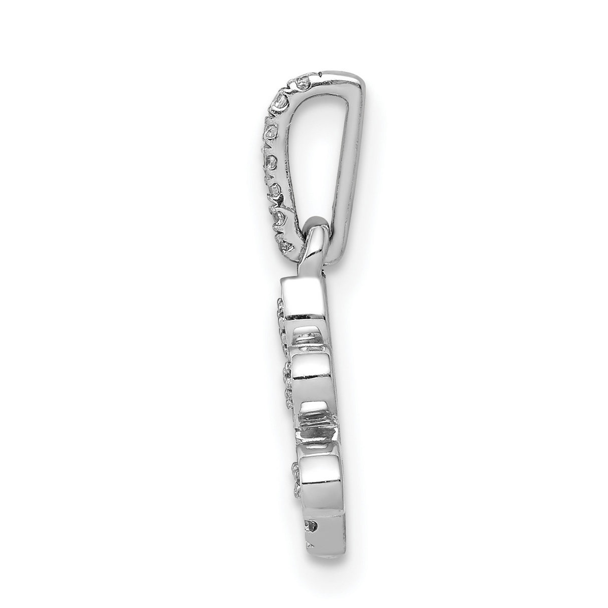 14k White Gold Paw Print Pendant with Diamond Accents, Pet Memorial Charm for Women