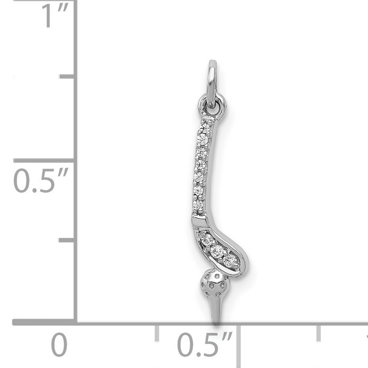 14k White Gold Golf Club and Ball Pendant with Diamonds Accents, Sports Theme Jewelry