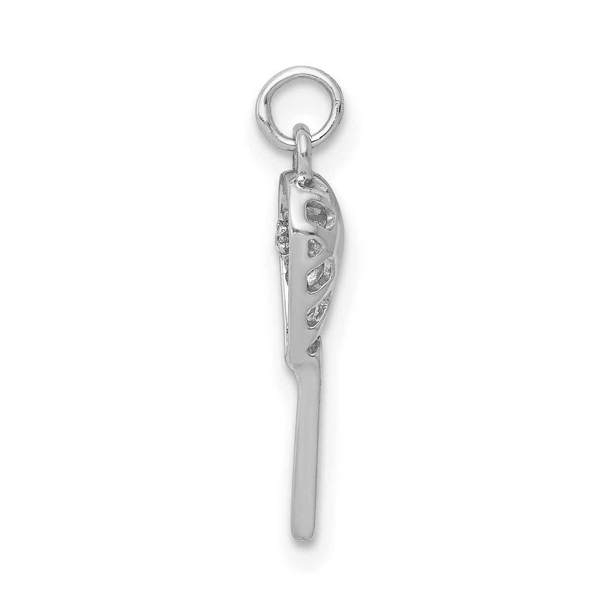 14k White Gold Lacrosse Stick Pendant with Diamond Accent, Sports Jewelry Charm