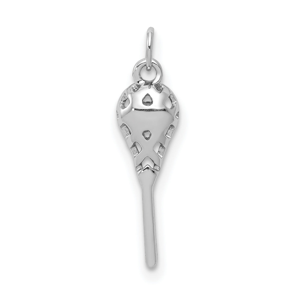 14k White Gold Lacrosse Stick Pendant with Diamond Accent, Sports Jewelry Charm