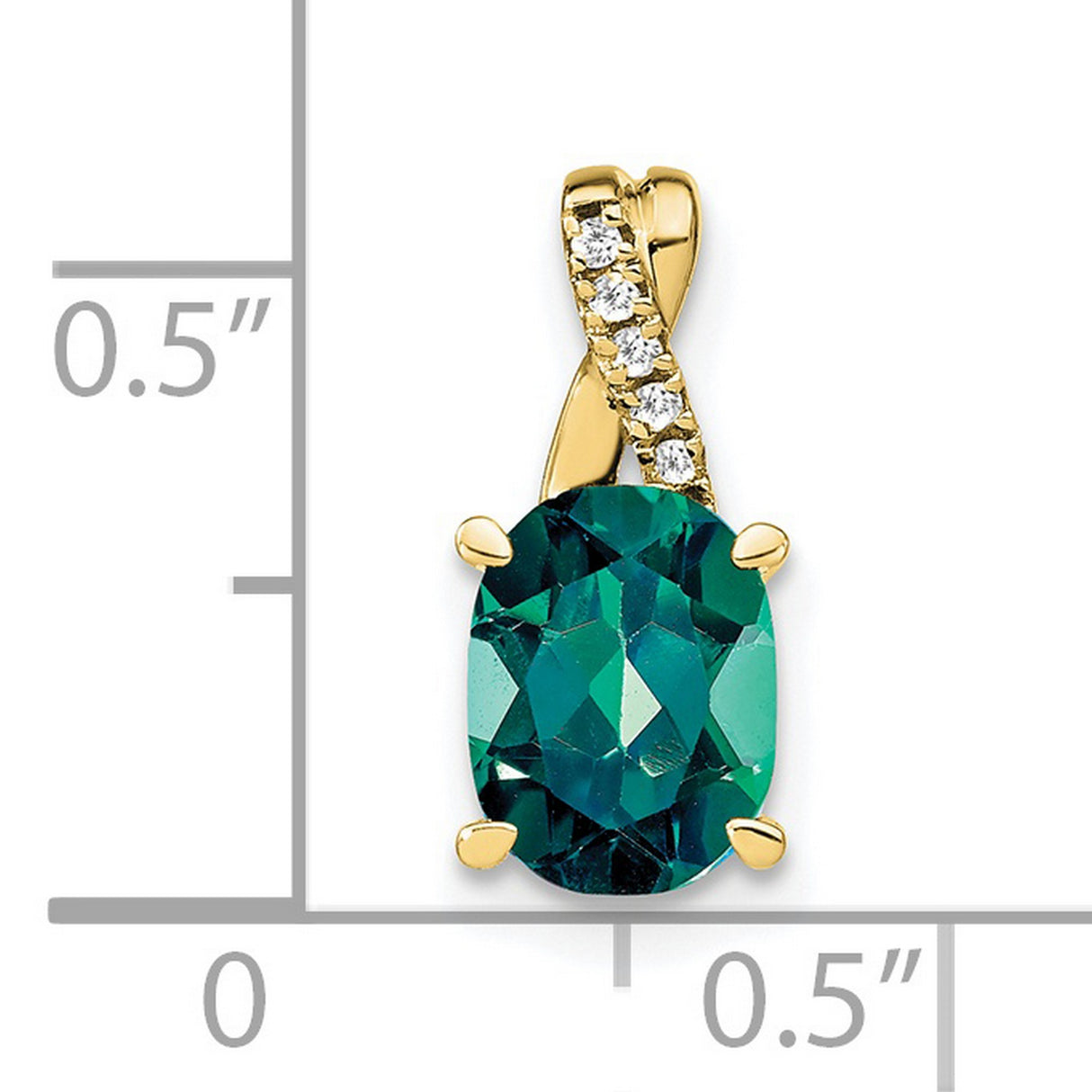 10k Yellow Gold Pendant with Lab Created Alexandrite and Diamond Accent, Swirl Design for Women