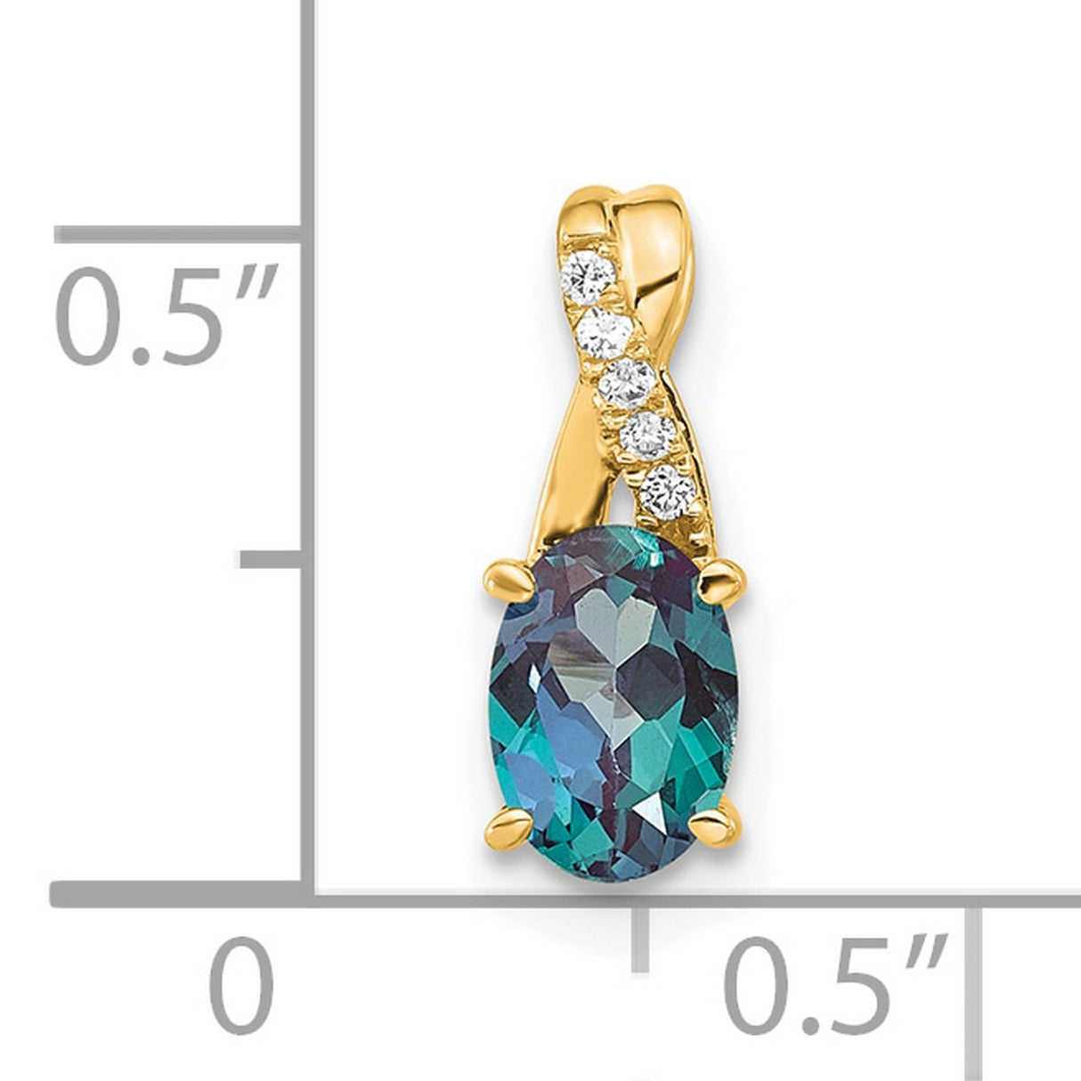 14k Yellow Gold Pendant with Lab Created Alexandrite and Diamond Accents for Women