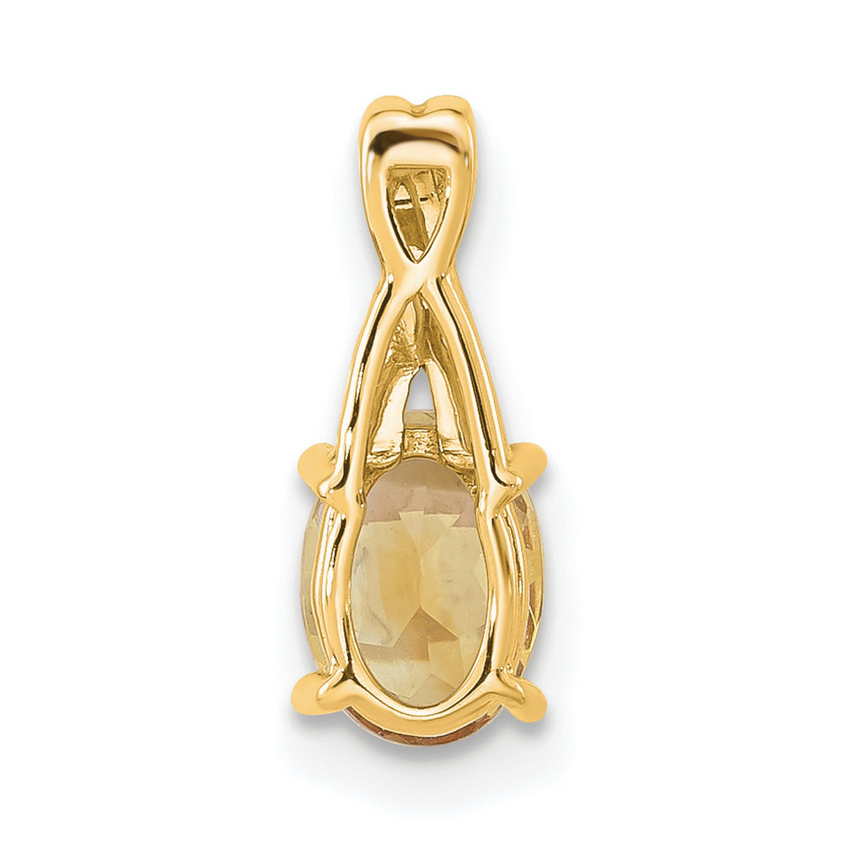 14k Yellow Gold Pendant with Oval Citrine and Diamond Accents, November Birthstone Jewelry
