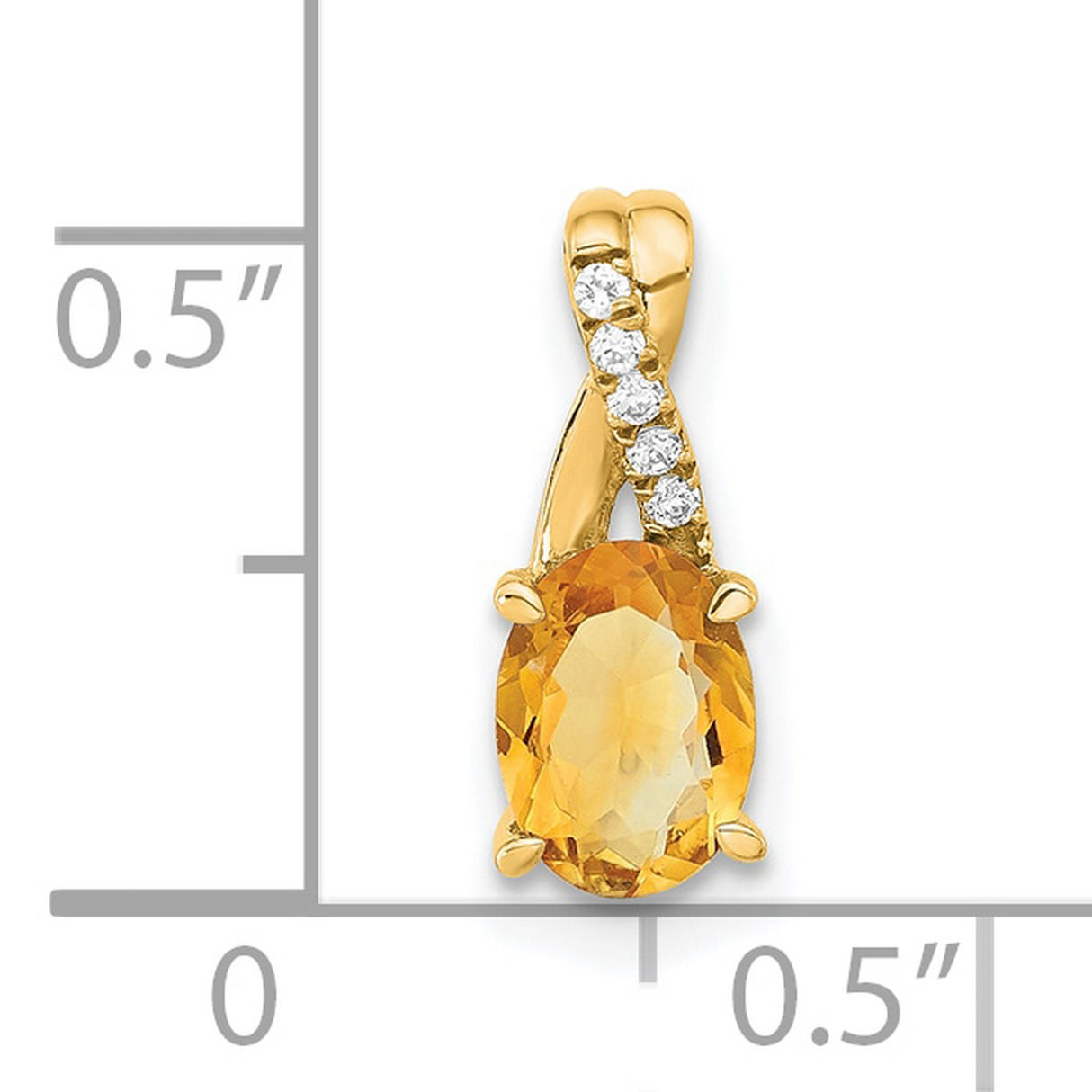 14k Yellow Gold Pendant with Oval Citrine and Diamond Accents, November Birthstone Jewelry