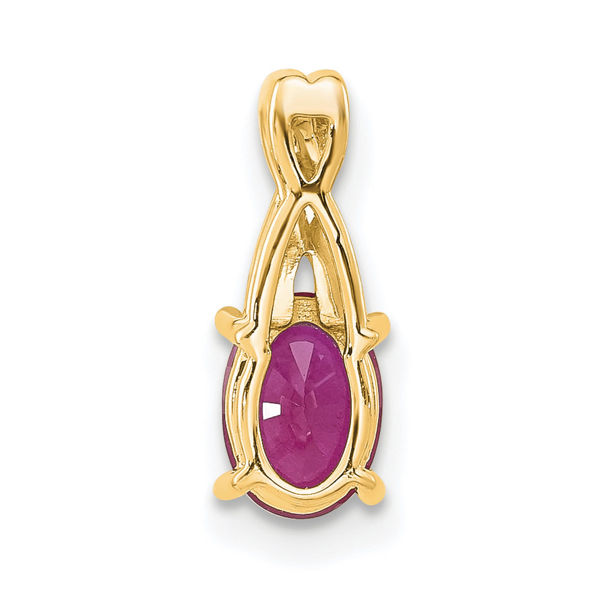 14k Yellow Gold Pendant with Lab Created Ruby and Diamond Accents, Twisted Ribbon Design