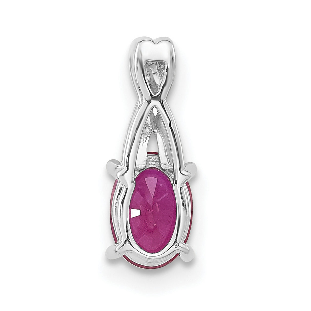 14k White Gold Ruby Pendant with Diamond Accents in Ribbon Setting