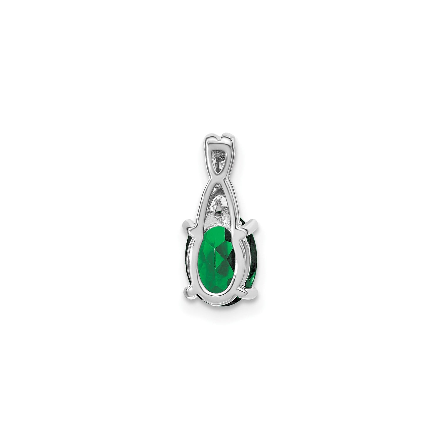 14k White Gold Pendant with Lab Created Emerald and Diamond Accents, May Birthstone Jewelry