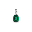 14k White Gold Pendant with Lab Created Emerald and Diamond Accents, May Birthstone Jewelry