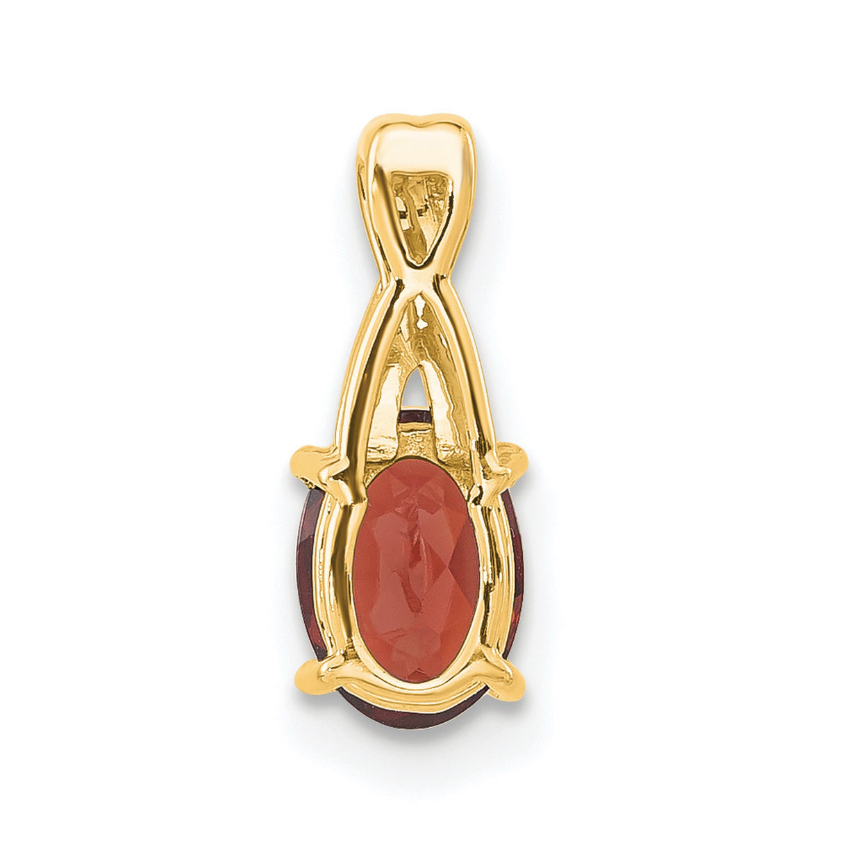 Oval Garnet and Diamond Charm Pendant in Real 14k Yellow Gold