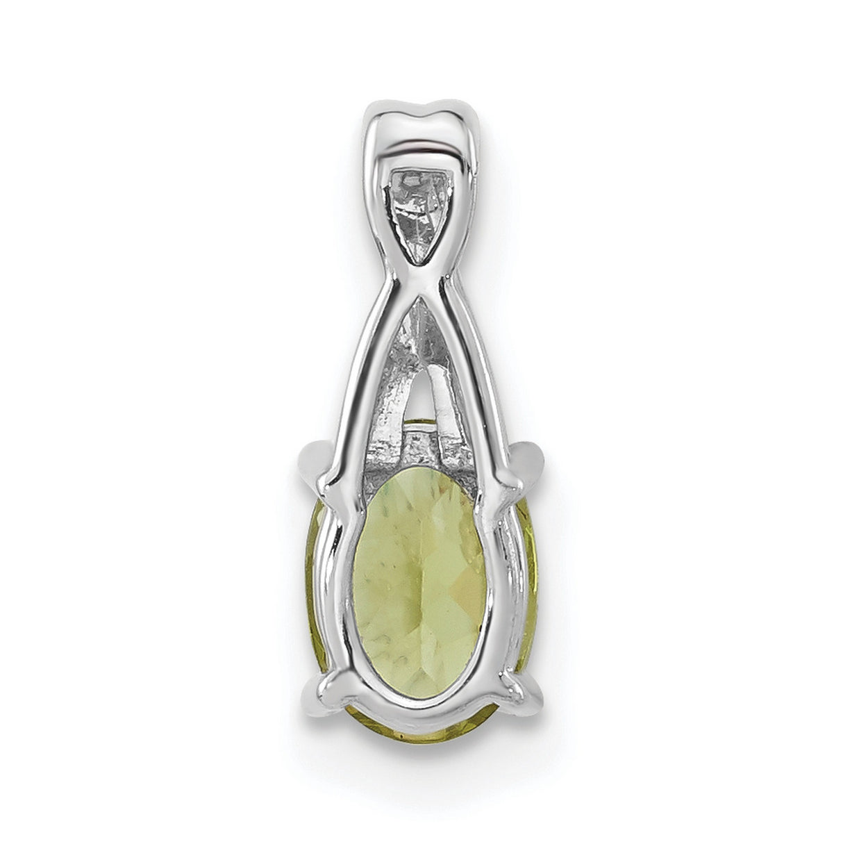 14k White Gold Pendant with Oval Peridot and Diamond Accents, August Birthstone Jewelry