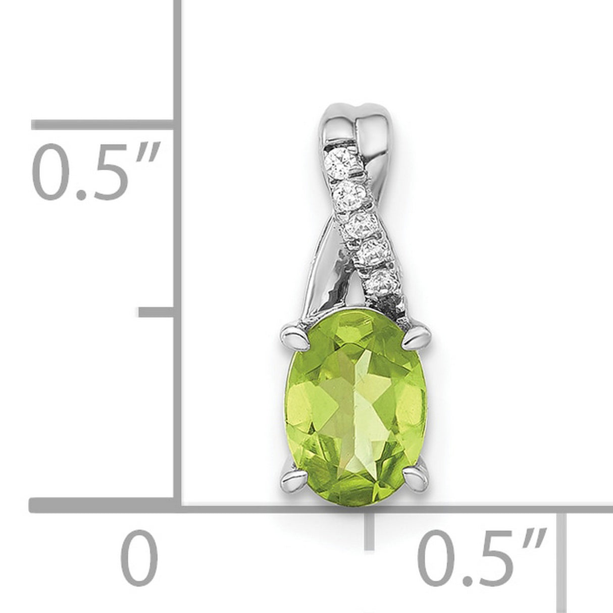 14k White Gold Pendant with Oval Peridot and Diamond Accents, August Birthstone Jewelry