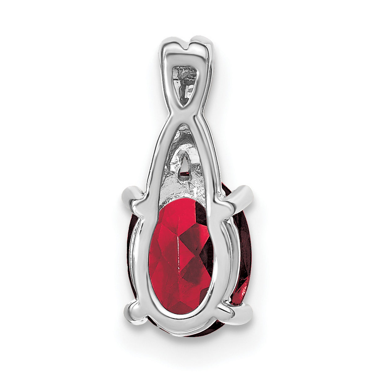 14k White Gold Pendant with Oval Lab Created Ruby and Diamond Accents, Twisted Design