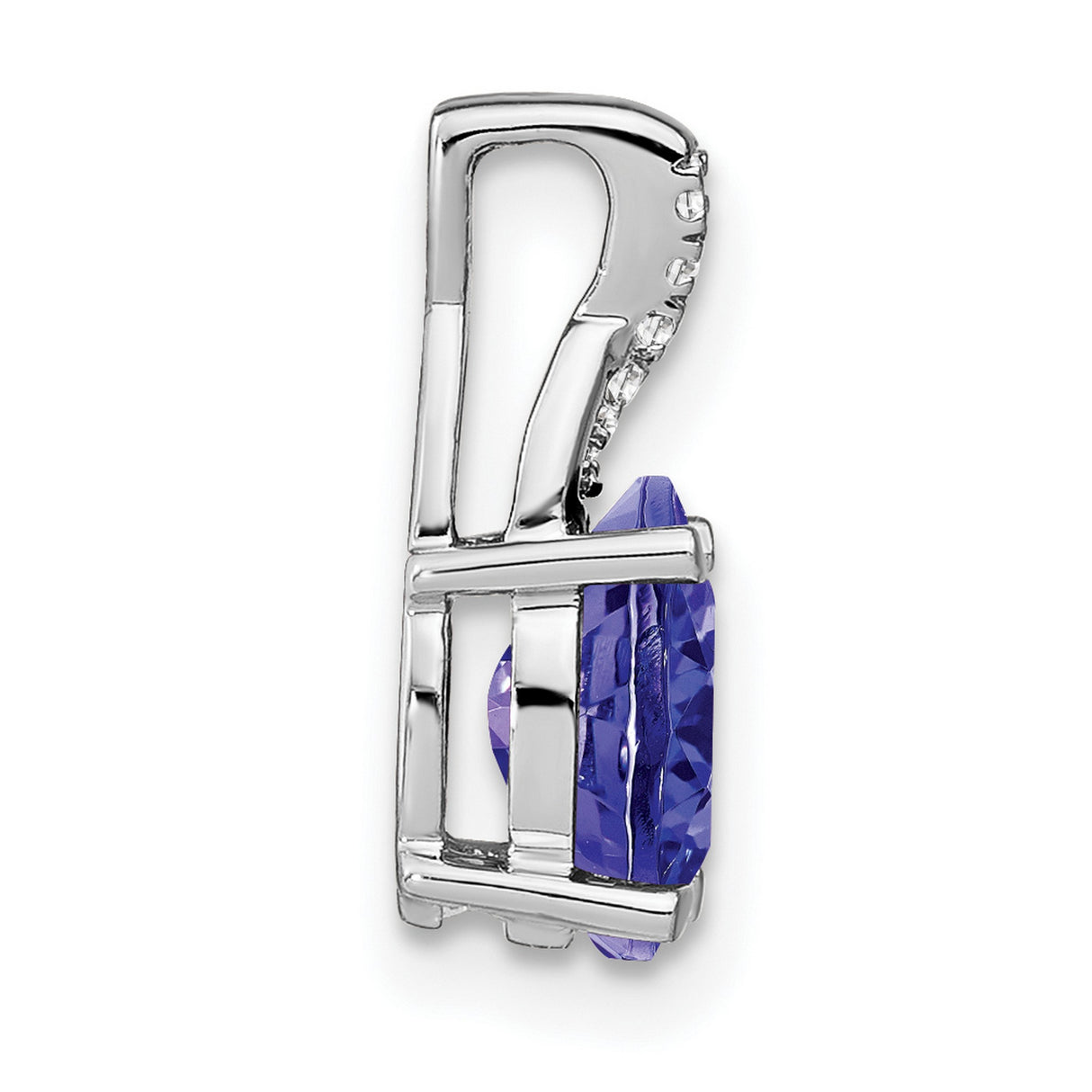 14k White Gold Pendant with Oval Tanzanite and Diamond Twist Setting