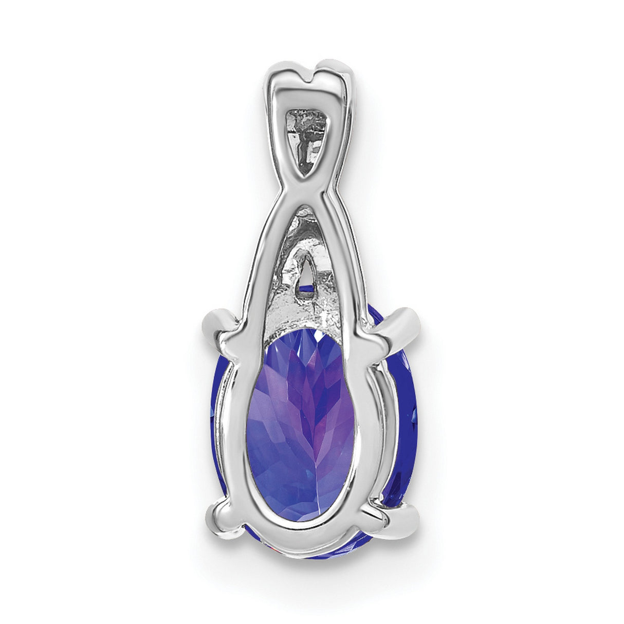 14k White Gold Pendant with Oval Tanzanite and Diamond Twist Setting