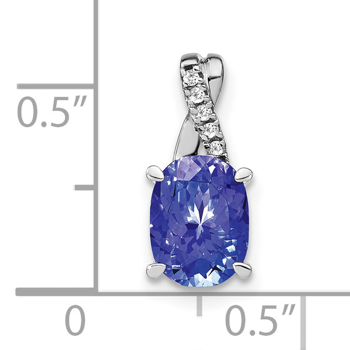 14k White Gold Pendant with Oval Tanzanite and Diamond Twist Setting