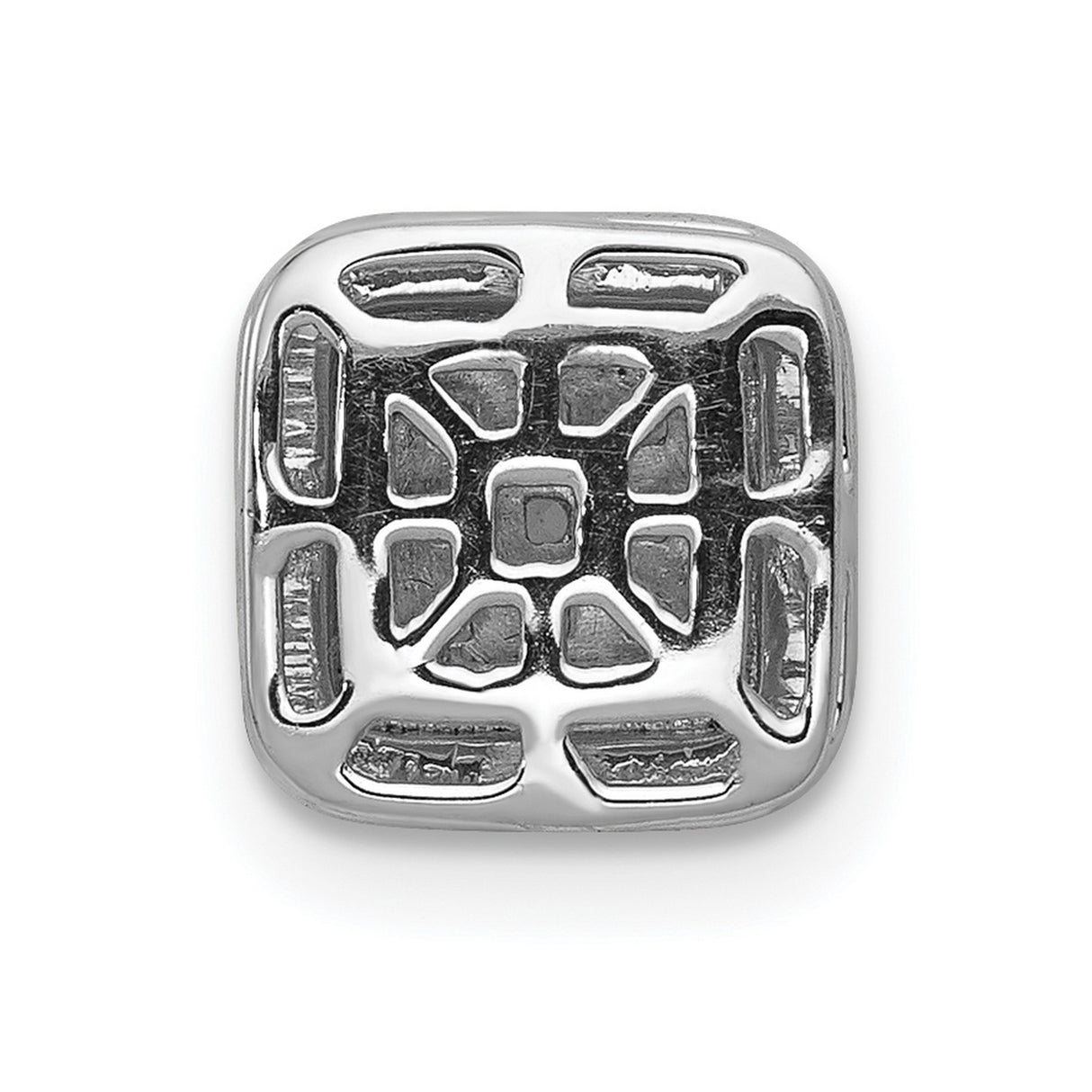 14k White Gold Diamond Square Stud Earrings, Princess Cut Grid Center with Halo Style for Men