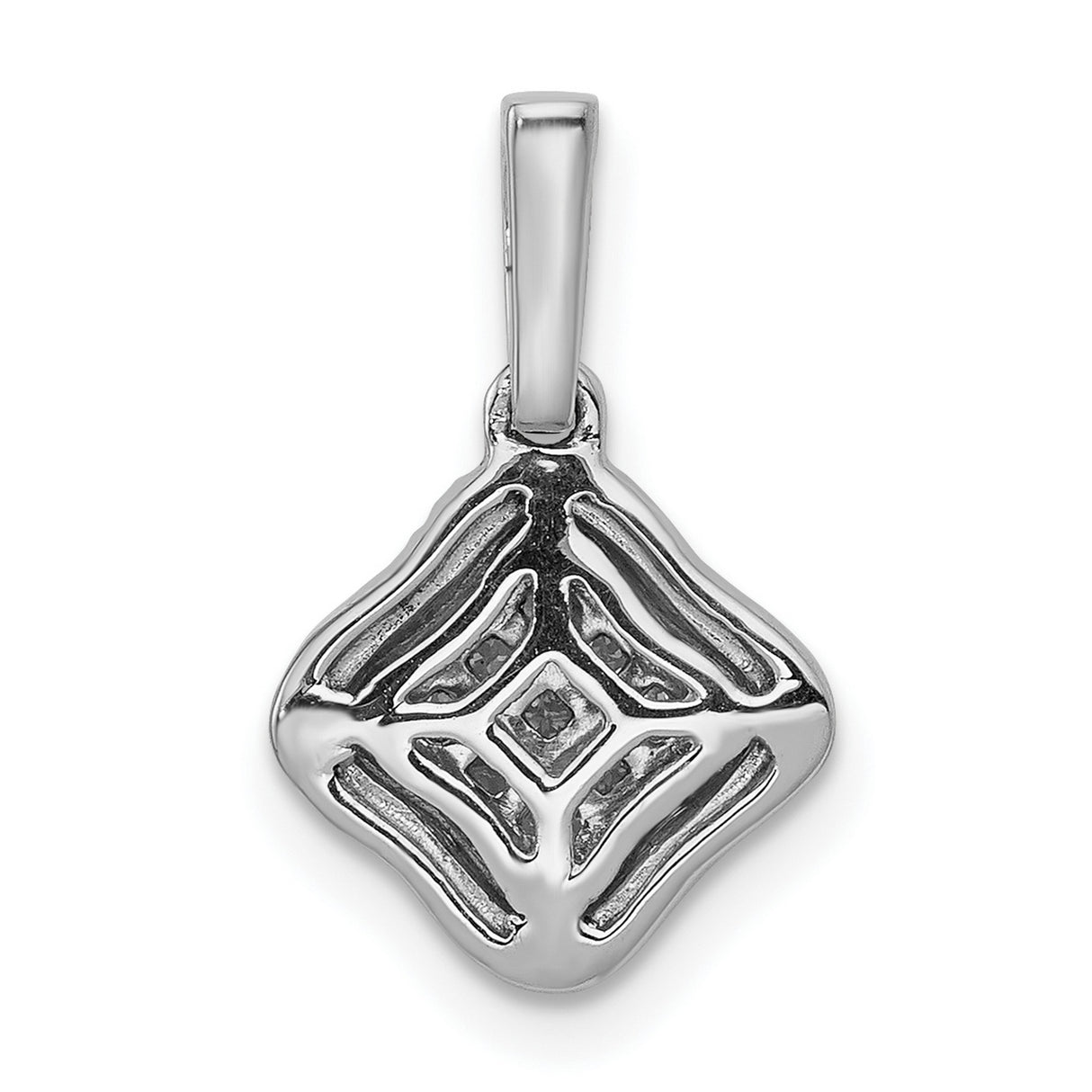 10k White Gold Diamond Pendant with Square Cluster and Double Halo Design