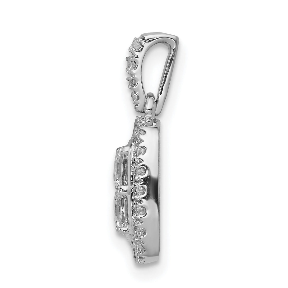 1ct Diamond Square Cluster Charm Pendant in Real 14k White Gold