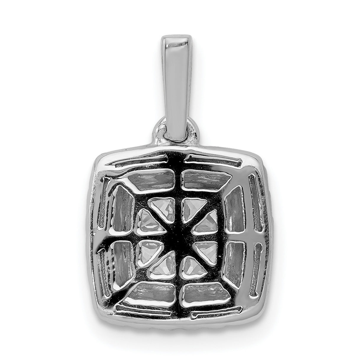 1ct Diamond Square Cluster Charm Pendant in Real 14k White Gold
