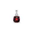 14k White Gold Garnet Pendant with Diamond Accents, Swirl Design, January Birthstone Jewelry