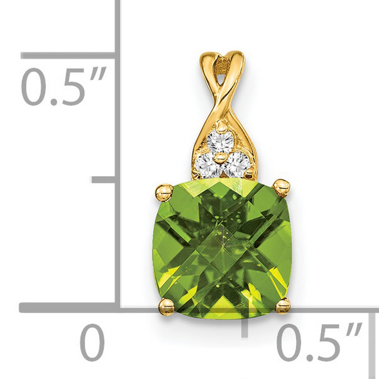 14k Yellow Gold Peridot Pendant with Diamond Accents, Floral Cluster Design, August Birthstone