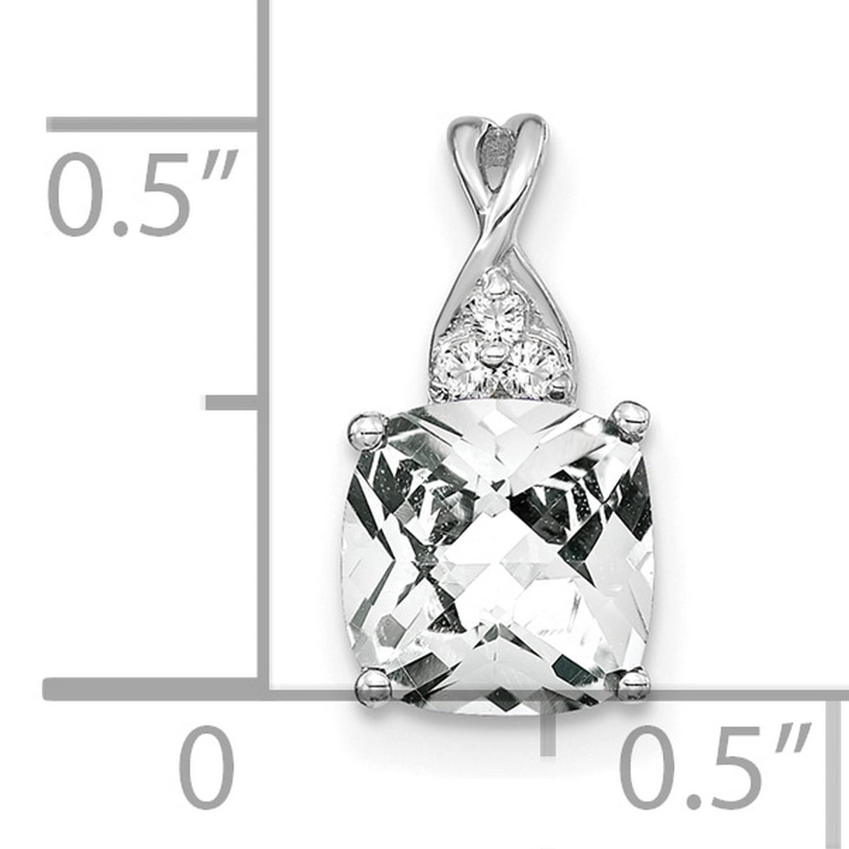 14k White Gold Pendant with White Topaz and Diamond Accents, Heart or Infinity Design