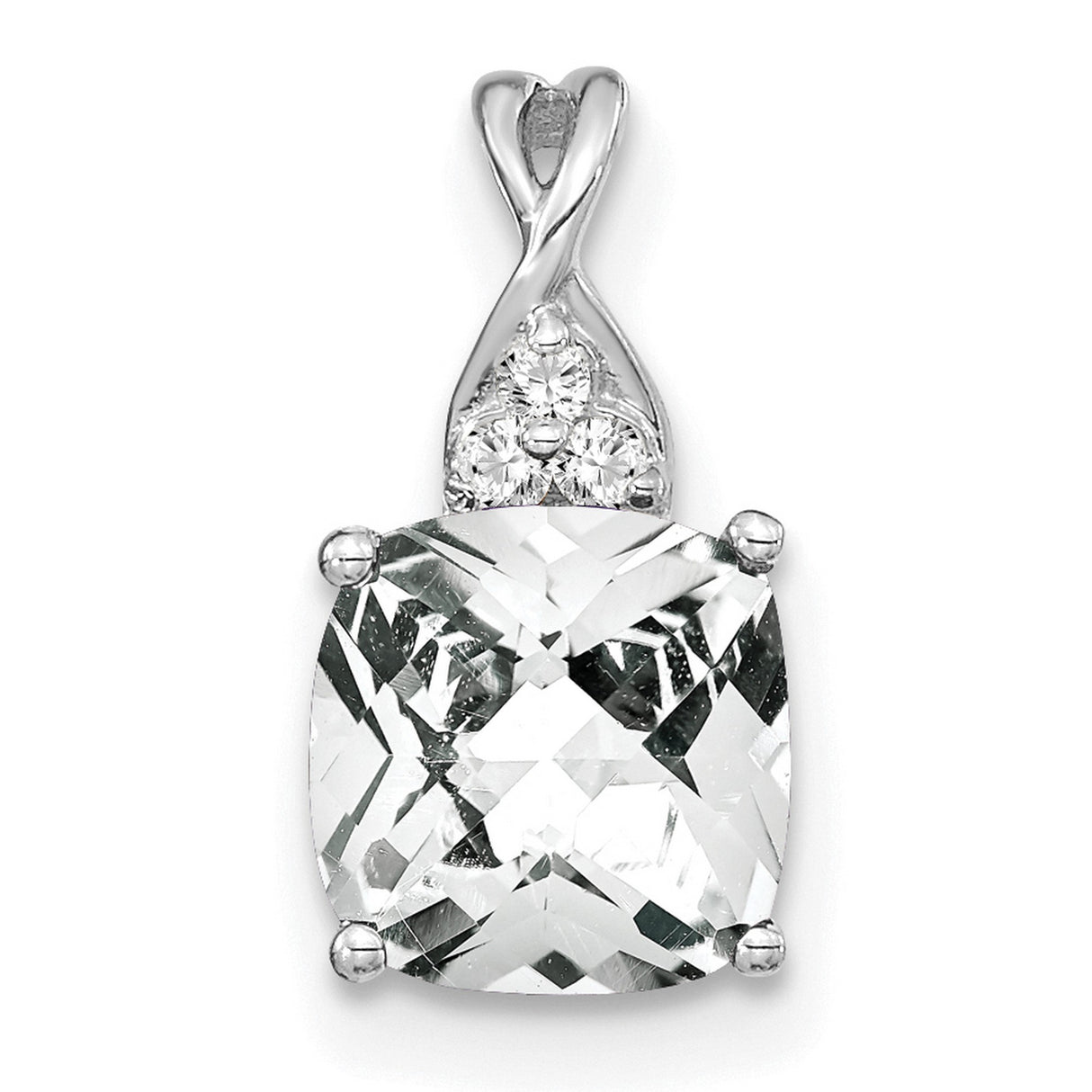 14k White Gold Pendant with White Topaz and Diamond Accents, Heart or Infinity Design
