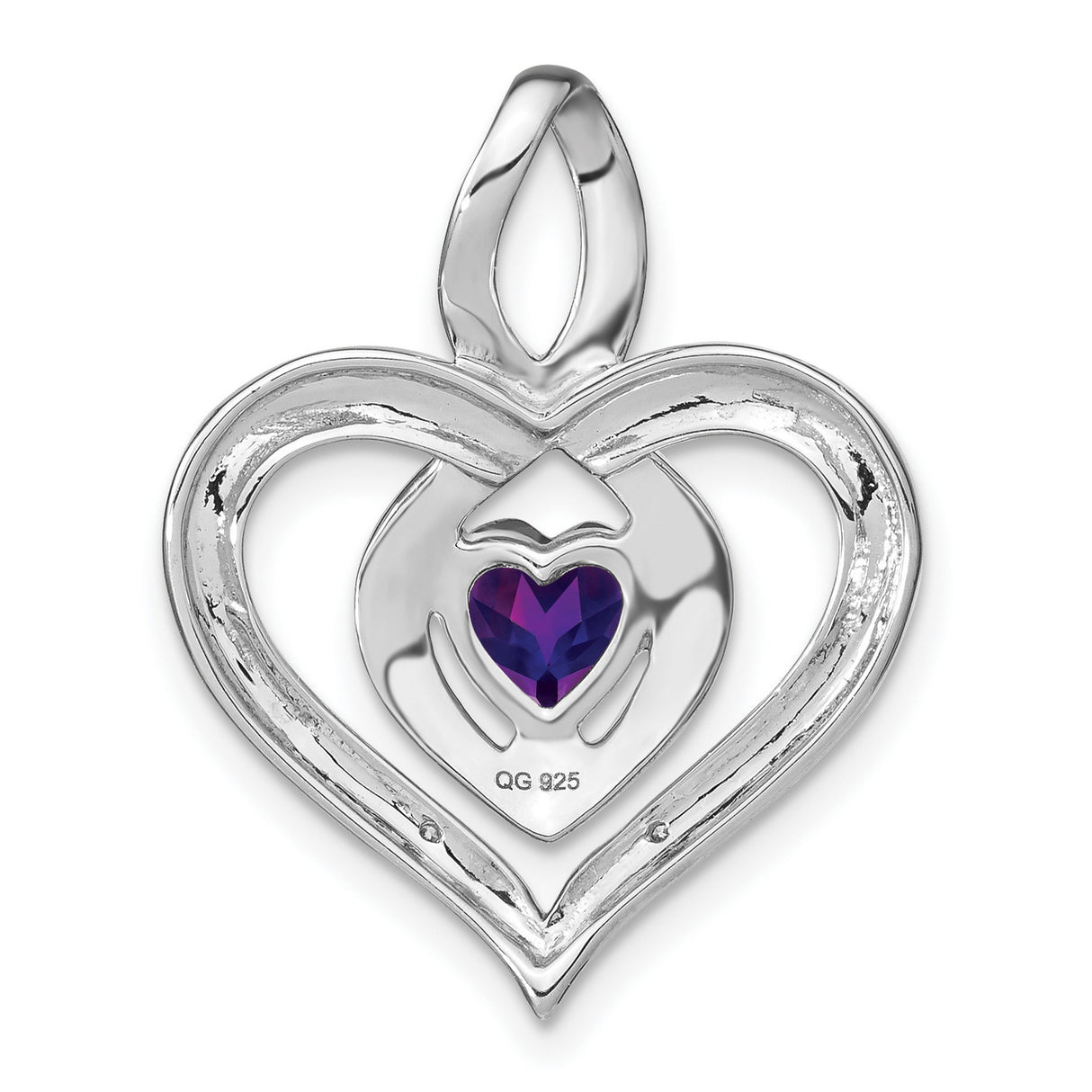 Sterling Silver Heart Pendant with Amethyst and Diamond Accents, Infinity Love Design for Women