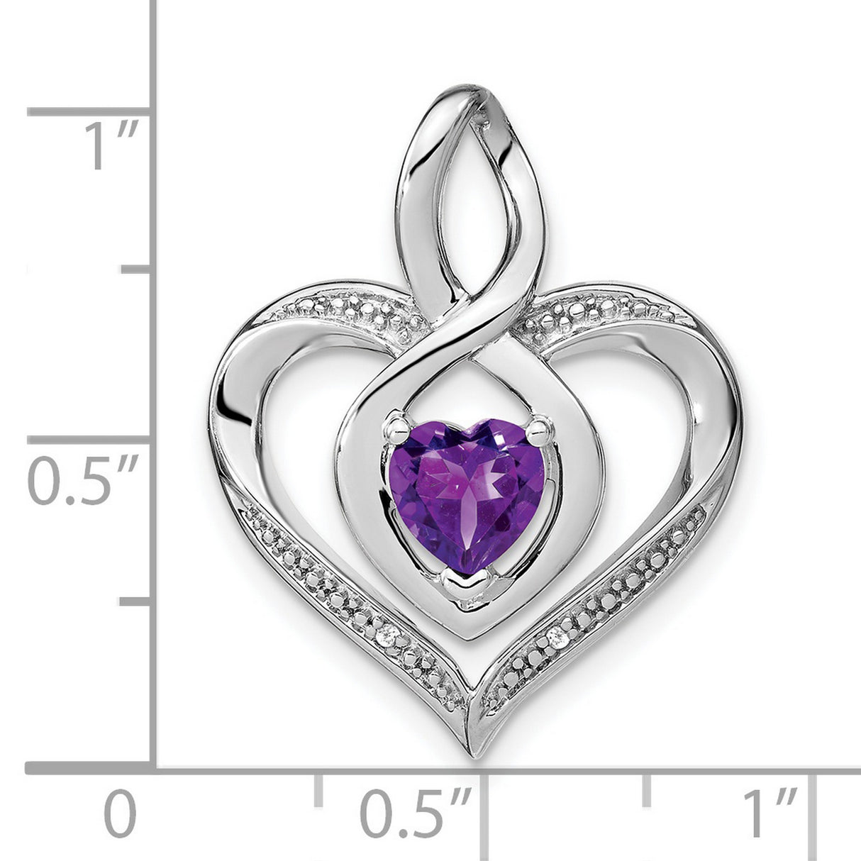 Sterling Silver Heart Pendant with Amethyst and Diamond Accents, Infinity Love Design for Women