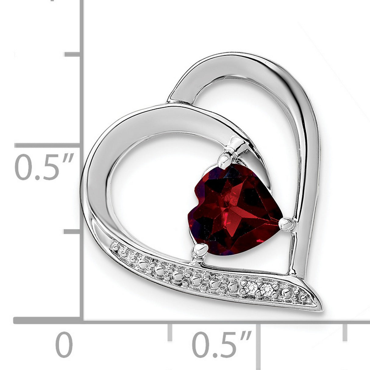 Sterling Silver Heart Pendant with Garnet and Diamond Accents, Intertwined Hearts Design