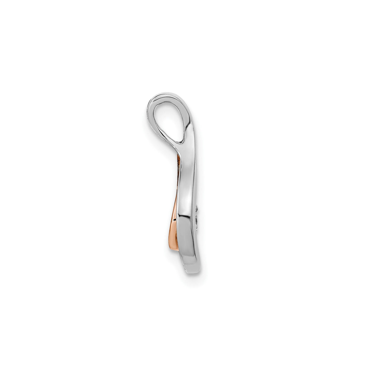 14k Two-Tone Gold Teardrop Pendant with Diamond Accent, Rose and White Gold Slide Design
