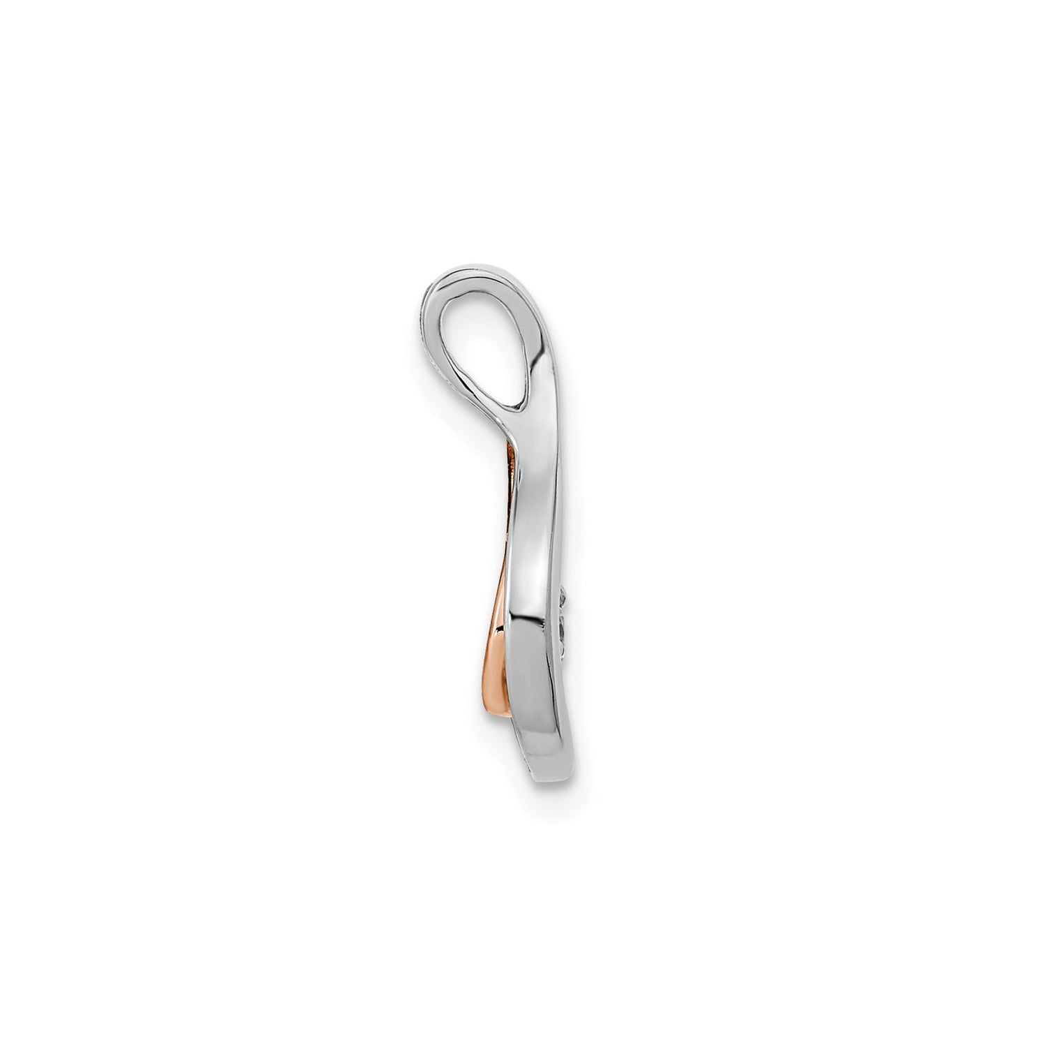14k Two-Tone Gold Teardrop Pendant with Diamond Accent, Rose and White Gold Slide Design